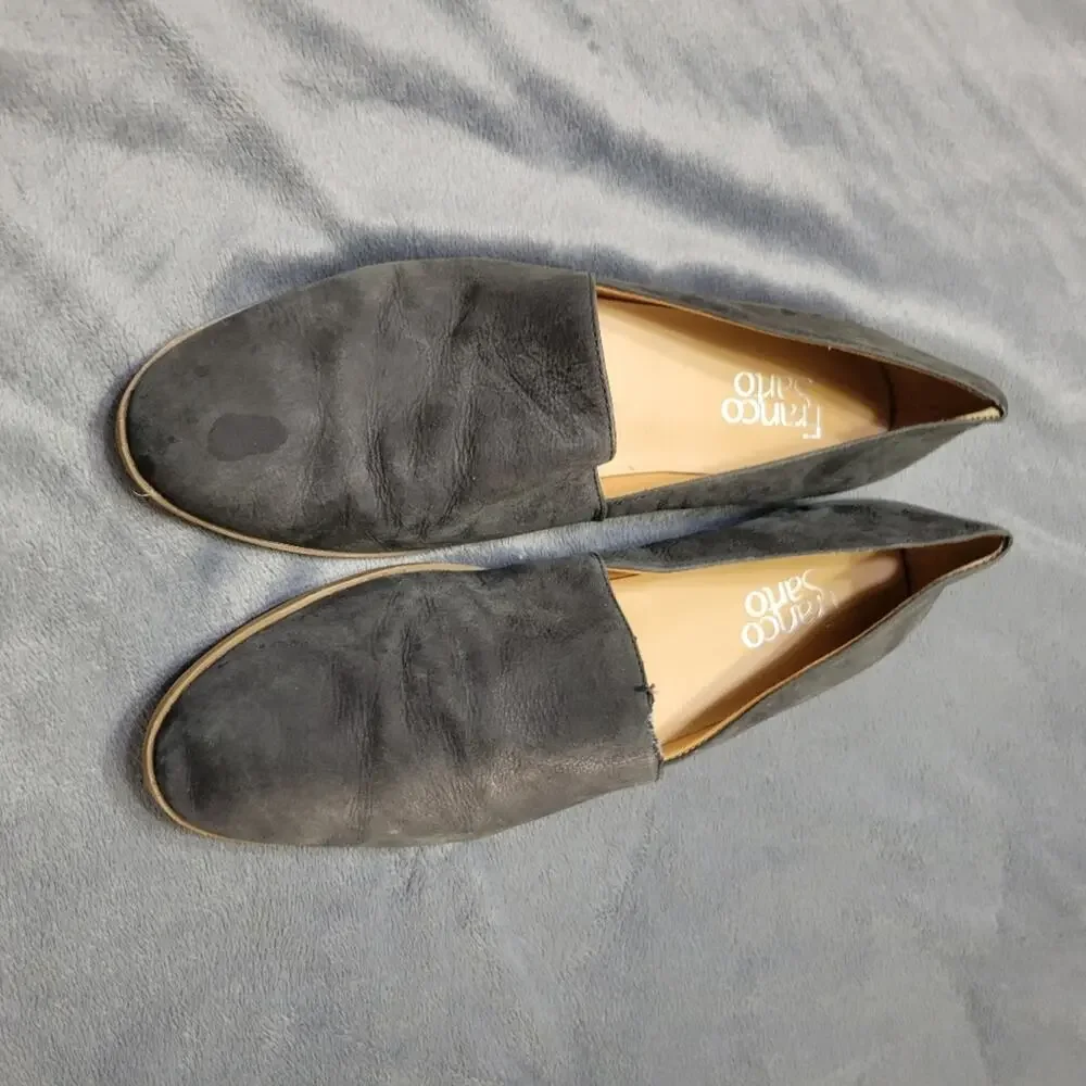 Frank Sarto Gray Suede Shoes Womens 9 Slip On‎ Leather Loafers Comfort Flats